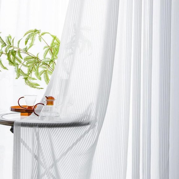 2 PC. Panel Sheer Curtain with Grommets Light Filtering Privacy White NEW - Picture 6 of 6